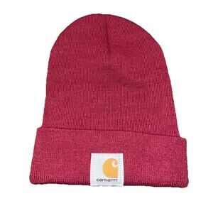 Red Maroon Carhartt Beanie Winter Hat Stretch Acrylic USA Made Skull Ski Cap